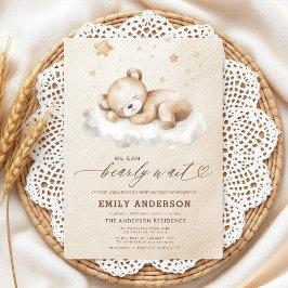 Invitación Baby Shower neutro de género beige para espera tem