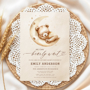 Invitación Baby Shower neutro de género beige para espera tem