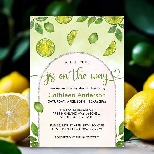 Invitación Baby Shower neutro de género de cítricos de cal fr (Fresh Lime Citrus Gender Neutral Baby Shower Invitation)