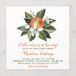 Invitación Baby Shower neutro de género de corte naranja
