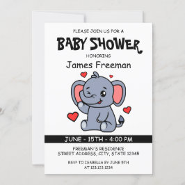 Invitación Baby Shower neutro de género de elefante blanco li