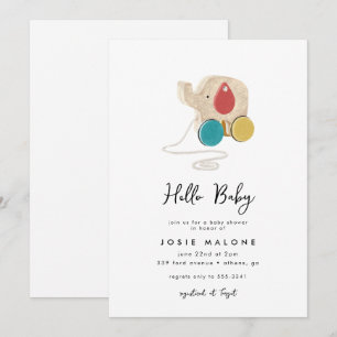 Invitación Baby Shower neutro de género de juguete elefante m