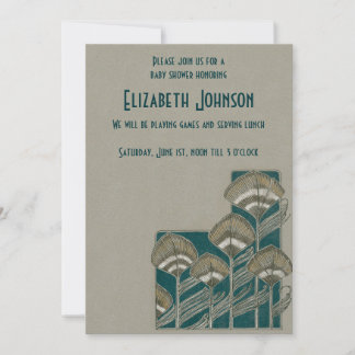 Invitación Baby Shower neutro de género de la pluma de pavo r