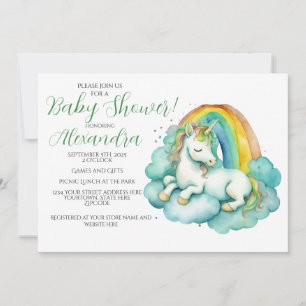Invitación Baby Shower neutro de género de unicornio para beb