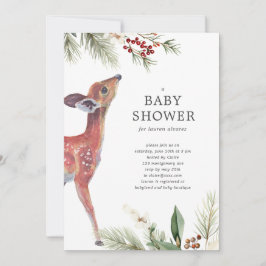 Invitación Baby Shower neutro de género de venado de invierno