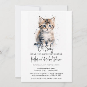 Invitación Baby Shower neutro de género de Watercolor Kitten