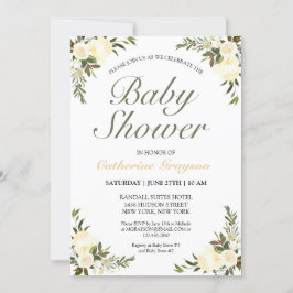 Invitación Baby Shower neutro de género floral amarillo bonit