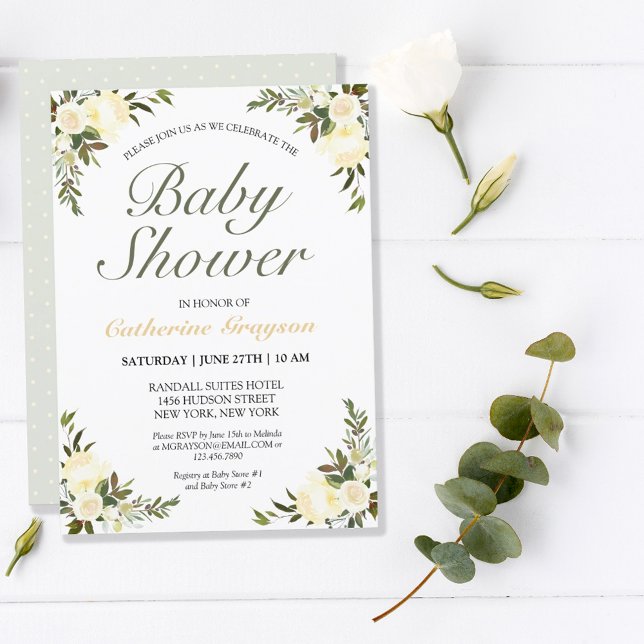 Invitación Baby Shower neutro de género floral amarillo bonit (Subido por el creador)