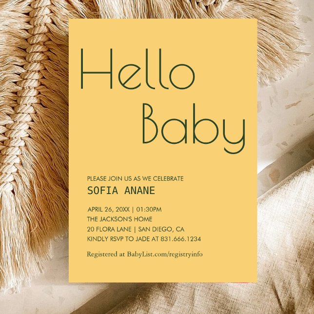 Invitación Baby Shower neutro de género verde limpio y amaril (Subido por el creador)