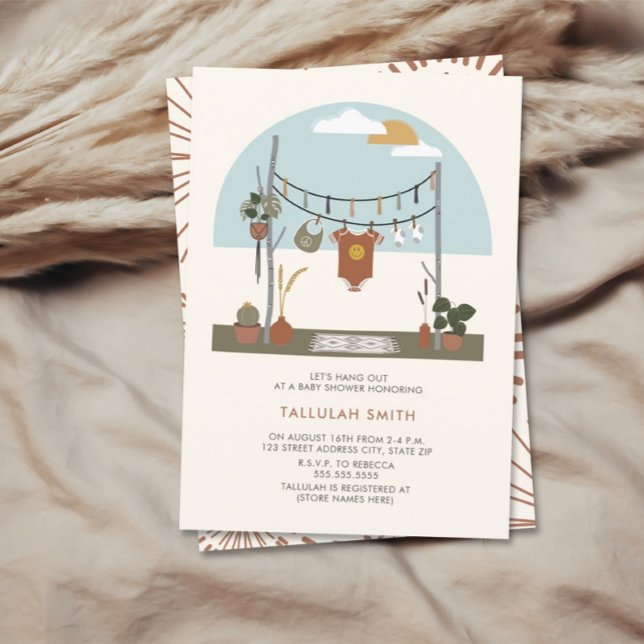 Invitación Baby Shower neutro de línea de cierre de plantas r (Subido por el creador)
