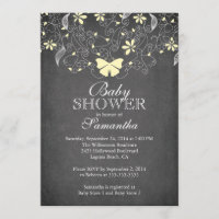 Baby Shower neutro de mariposa amarilla en el tabl