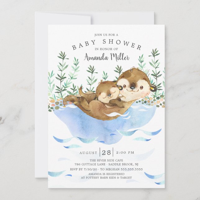 Invitación Baby Shower neutro de oruga marina adorable (Anverso)
