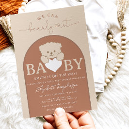 Invitación Baby Shower neutro de osito de peluche moderno