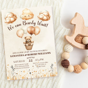 Invitación Baby Shower neutro de oso mate