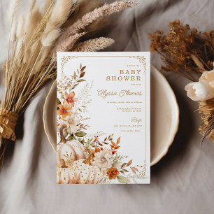 Invitación Baby Shower neutro de sexo de calabaza beige