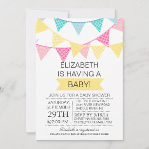 Invitación Baby Shower neutro en el género amarillo de la bur