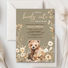Invitación Baby Shower neutro en género para el oso de Woodla