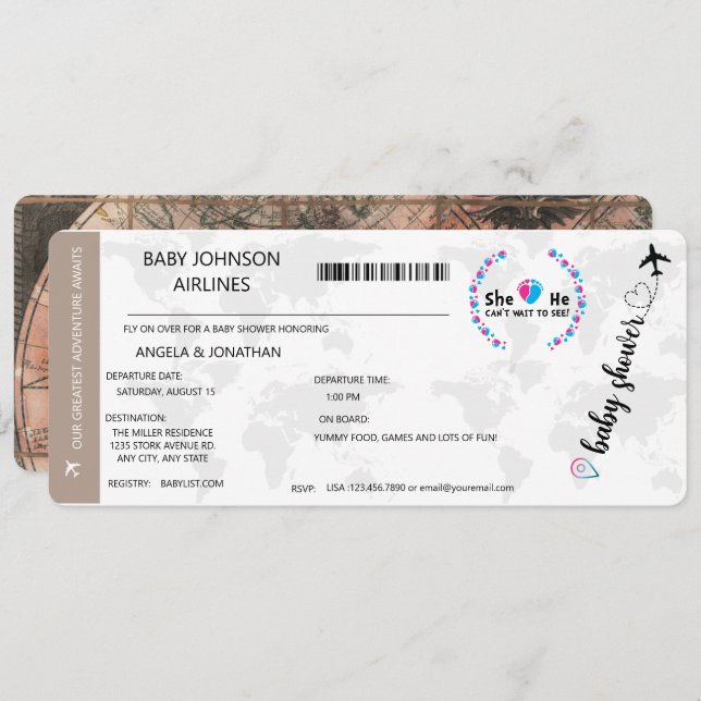 Invitación Baby Shower neutro en género | Revelación de géner (Anverso / Reverso)