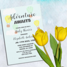 Baby Shower neutro en globo de aire caliente