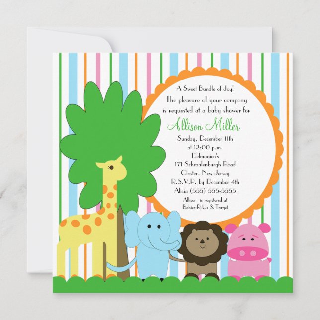 Invitación Baby Shower neutro para bebés (Anverso)