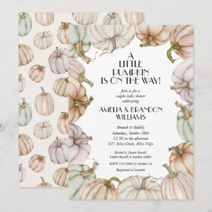 Invitación Baby Shower neutro para calabazas Pastel