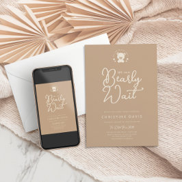 Invitación Baby Shower neutro para oso beige moderno minimali