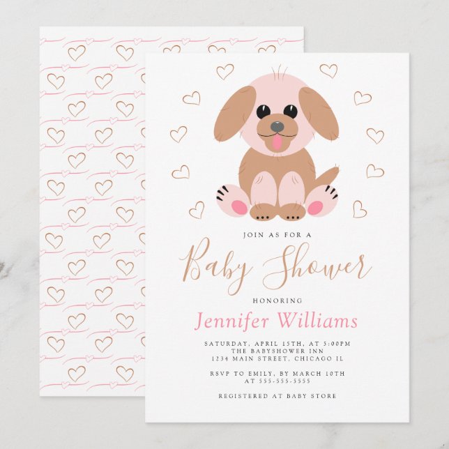 Invitación Baby Shower neutro personalizado simple de porción (Anverso / Reverso)