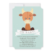 Baby Shower neutro verde y amarillo de vaca rellen