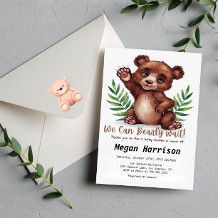 Invitación Baby Shower neutro, verde y blanco de espera tempr