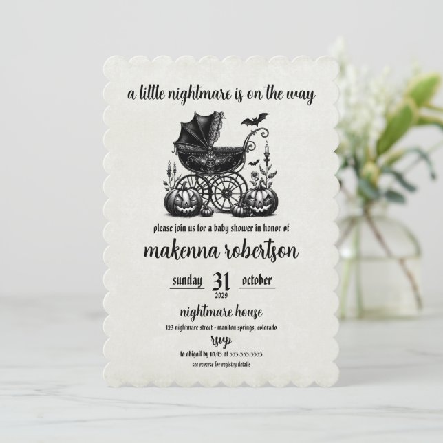 Invitación Baby Shower Nightmare Carriage (Anverso de pie)