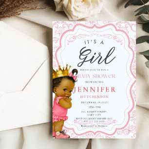 Invitación Baby Shower: Niña bebé afroamericana