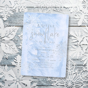 Invitación Baby Shower, niño congelado con copo de nieve Silv
