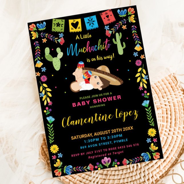 Invitación Baby Shower: Niño Muchachito de corte mexicano (Subido por el creador)