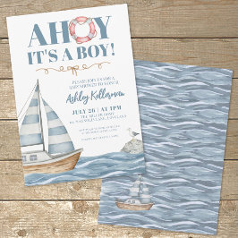 Invitación Baby Shower Niño Oceánico Náutico
