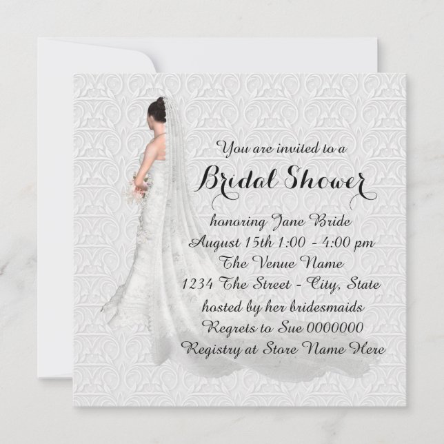 Invitación Baby Shower Nupcial Blanco (Anverso)