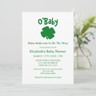 Invitación Baby Shower O'Baby St Patrick's Day