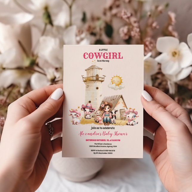 Invitación Baby Shower Occidental Boho Pink Cowgirl (Subido por el creador)