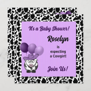 Invitación Baby Shower Occidental Purple Cowgirl