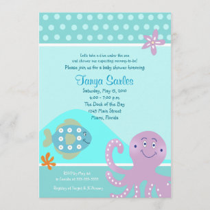 Invitación Baby Shower Octopus & Fish Ocean 5x7