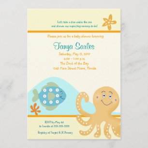 Invitación Baby Shower Octopus & Fish Ocean 5x7