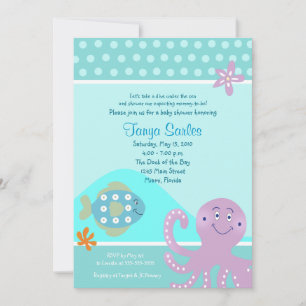 Invitación Baby Shower Octopus & Fish Ocean 5x7