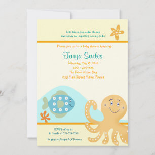 Invitación Baby Shower Octopus & Fish Ocean 5x7