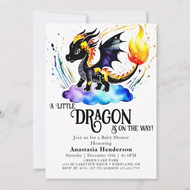 Invitación Baby Shower Online Editable Dragon Boy (Anverso)