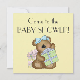 Invitación Baby Shower+Oso Lindo y Cajas de Regalos