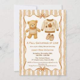 Invitación Baby Shower Otoñal Acogedor | Crema Neutro y Naran