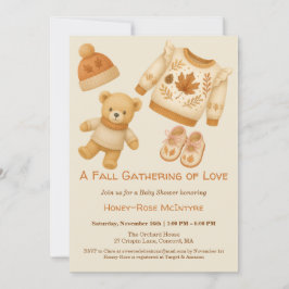 Invitación Baby Shower Otoñal Acogedor | Crema Neutro y Naran