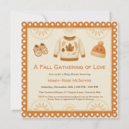 Invitación Baby Shower Otoñal Acogedor | Crema Neutro y Naran