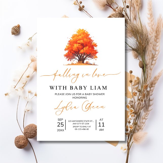 Invitación Baby Shower, otoño de Baby Shower, cayendo en amor (Subido por el creador)