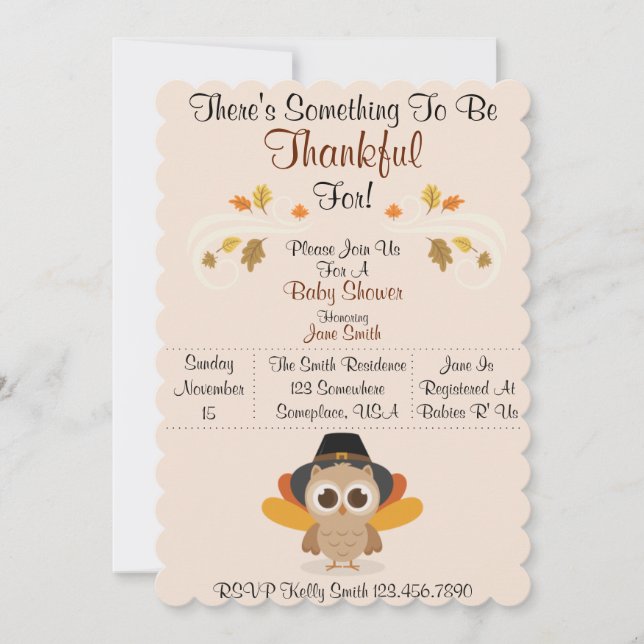 Invitación Baby Shower otoño (Gracias) (Anverso)