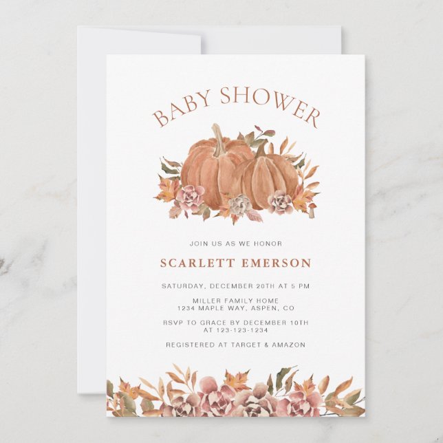 Invitación Baby Shower Otoño Invernal (Anverso)